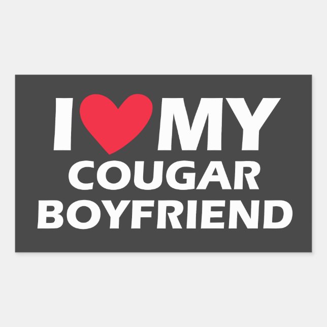 Sticker Rectangulaire J'aime mon petit ami cougar (Devant)