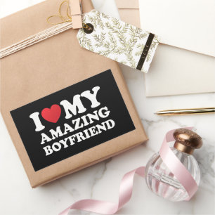 Sticker Rectangulaire J'Aime Mon Petit Ami Extraordinaire Je Coeur Mon B