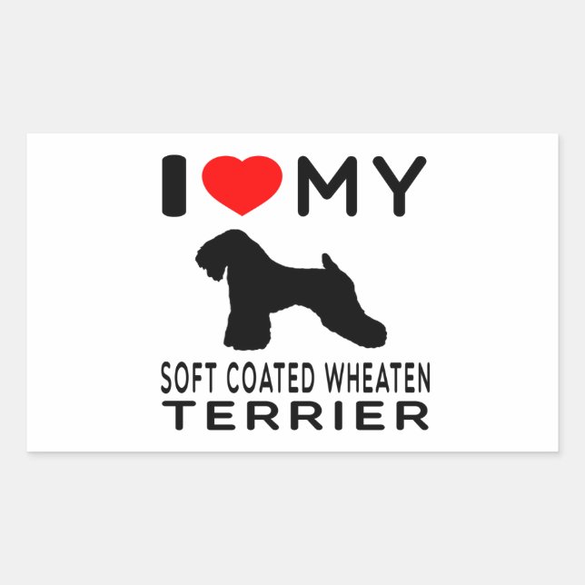 Sticker Rectangulaire J'Aime Mon Terrier À Manteau Doux (Devant)