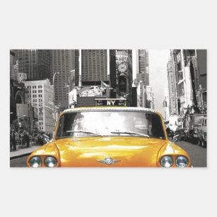 Sticker Rectangulaire J'aime NYC - taxi de New York