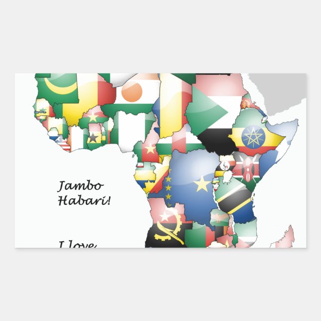Sticker Rectangulaire Jambo Habari Afrique ! J'aime l'Afrique (Devant)