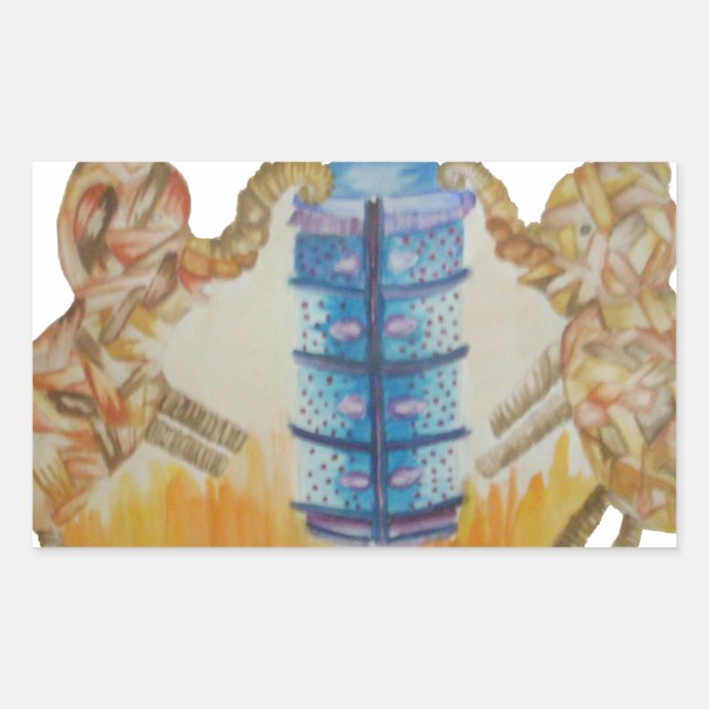 Sticker Rectangulaire Jambo Jumbo African Kids Elephants Art Imprimer (Devant)