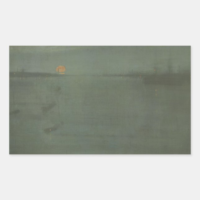 Sticker Rectangulaire James McNeill Whistler - Nocturne - Bleu et or (Devant)