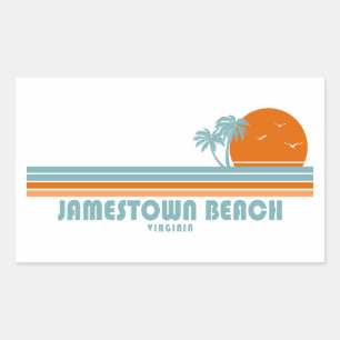 Sticker Rectangulaire Jamestown Beach Virginia Sun Palm Trees