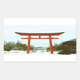 Sticker Rectangulaire Japon dans l'autocollant d'hiver