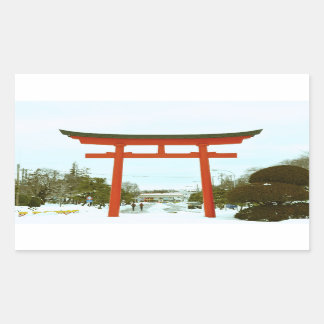 Sticker Rectangulaire Japon dans l'autocollant d'hiver