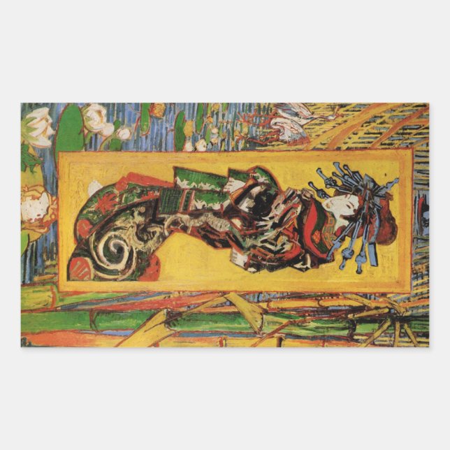 Sticker Rectangulaire Japonais Courtesan Oiran par Vincent van Gogh (Devant)