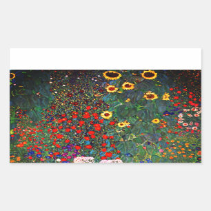 Sticker Rectangulaire Jardin aux fleurs Gustav Klimt