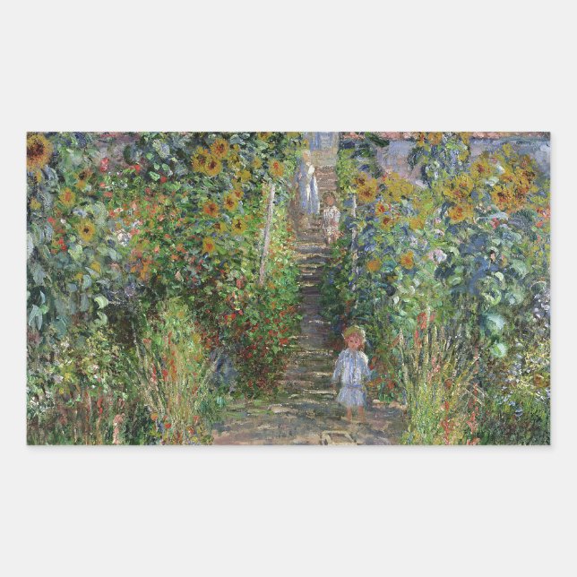 Sticker Rectangulaire Jardin de Monet Vetheuil Impressionim Peinture de  (Devant)