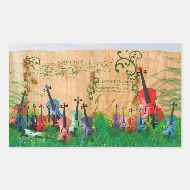 Sticker Rectangulaire Jardin de violon (Devant)
