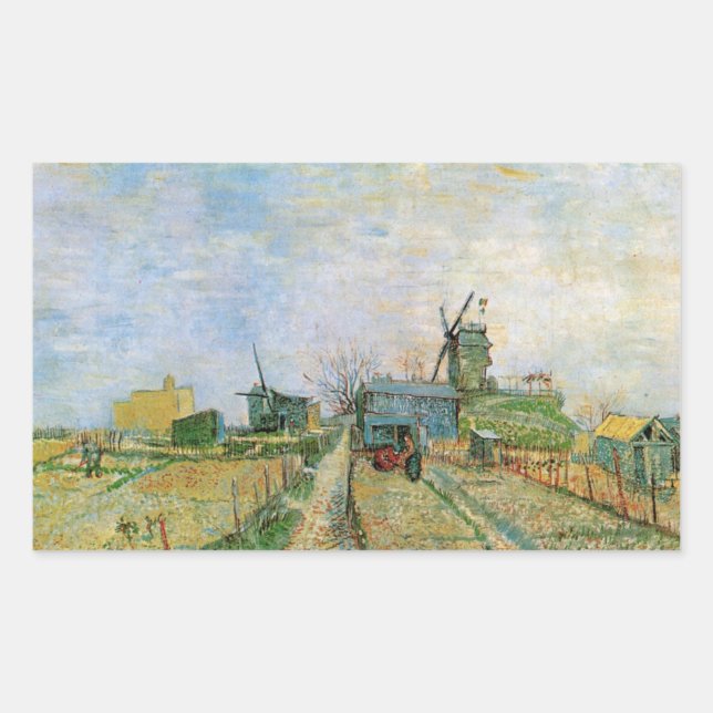 Sticker Rectangulaire Jardin végétal à Montmartre par Vincent van Gogh (Devant)