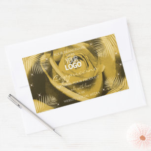 Sticker Rectangulaire Jaune Rose Brown Palm Feuille Produit Logo Étiquet