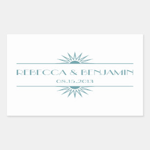 Sticker Rectangulaire Jazz age bleu géométrique mariage art déco