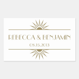 Sticker Rectangulaire Jazz age taupe géométrique art déco mariage