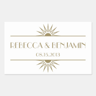 Sticker Rectangulaire Jazz age taupe géométrique art déco mariage