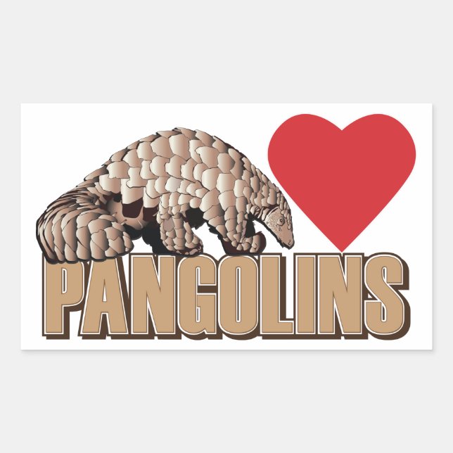Sticker Rectangulaire Je coeur Pangolins (Devant)