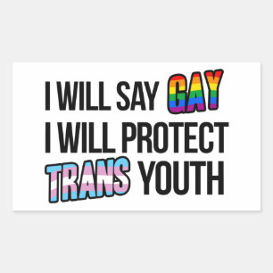 Sticker Rectangulaire Je dirai gay et je protégerai les jeunes trans