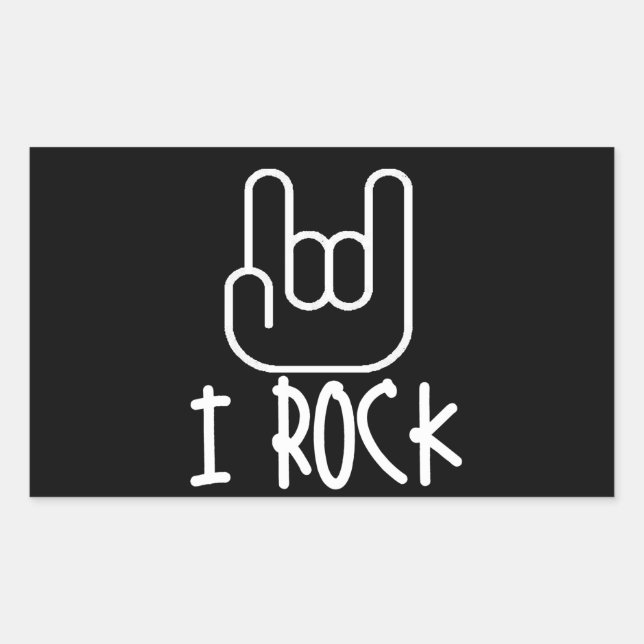 Sticker Rectangulaire Je Rock ! (Devant)