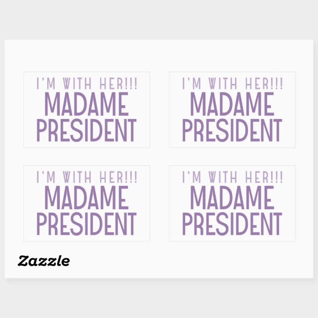 STICKER RECTANGULAIRE JE SUIS AVEC ELLE ! ! (Feuille)