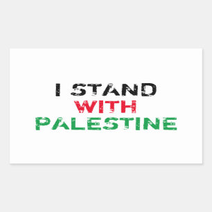 Sticker Rectangulaire Je suis avec la Palestine noir rouge vert blanc te