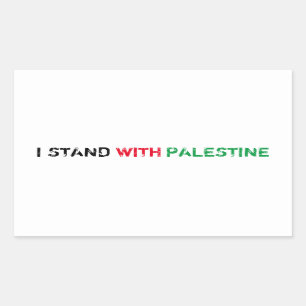 Sticker Rectangulaire Je suis avec la Palestine noir rouge vert blanc te