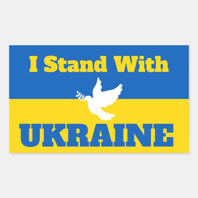 Sticker Rectangulaire Je suis avec l'autocollant Ukraine (Devant)