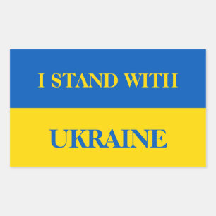 Sticker Rectangulaire Je suis avec l'Ukraine. Drapeau de l'Ukraine.