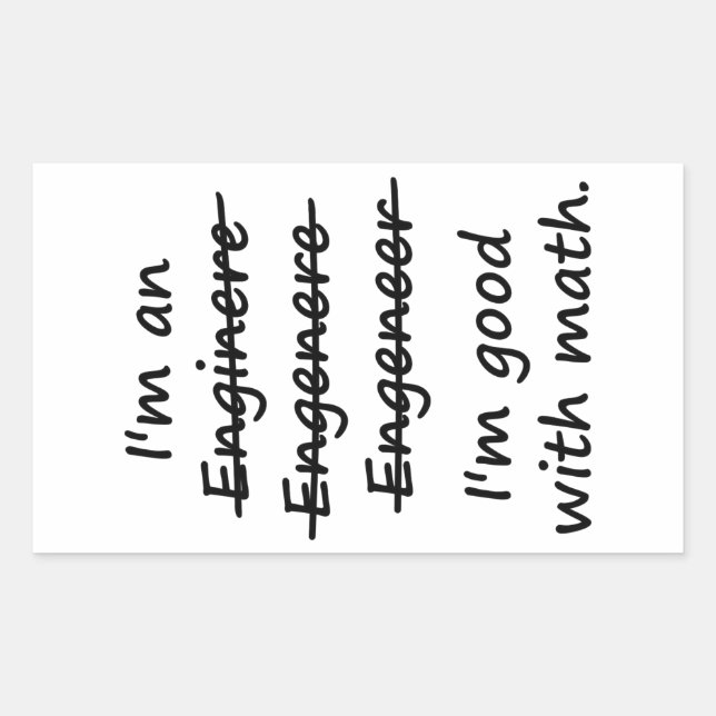 Sticker Rectangulaire Je suis ingénieur Je suis bon en mathématiques (Devant)