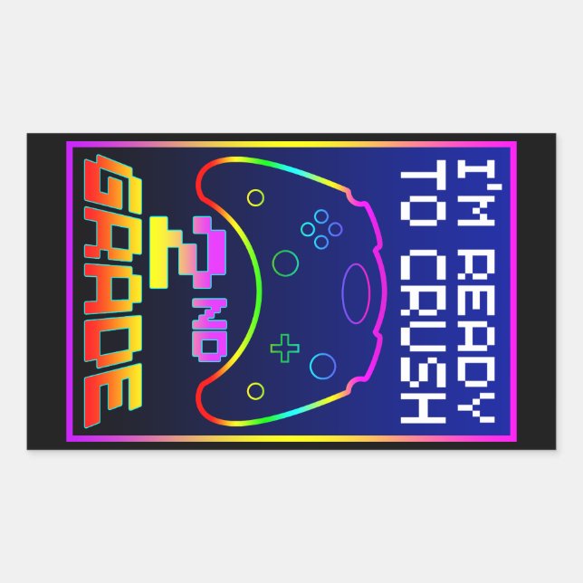 Sticker Rectangulaire JE SUIS PRÊT À ÉCRASER LA 2e ANNÉE (Devant)