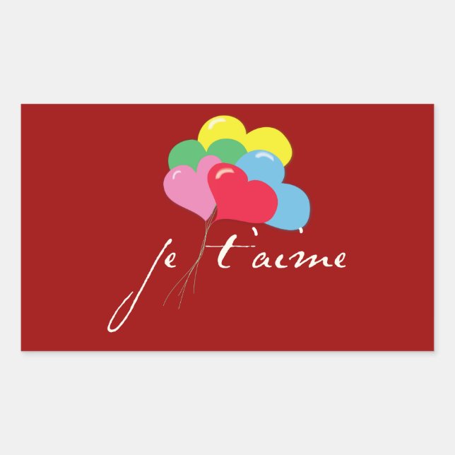 Sticker Rectangulaire Je' taime (Je t'aime) (Devant)