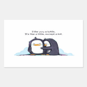 Sticker Rectangulaire Je vous aime des pingouins d'un Lottle -
