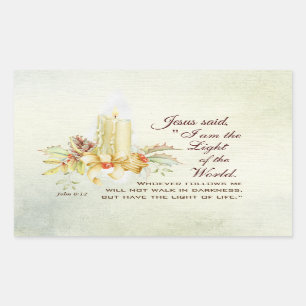 Sticker Rectangulaire Jean 8:12 Jésus dit : Je suis la Lumière du Monde