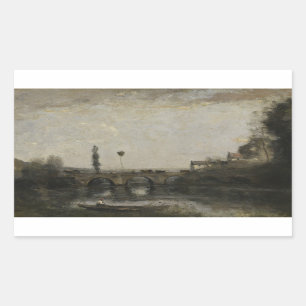 Sticker Rectangulaire Jean-Baptiste-Camille Corot - Paysage avec pont