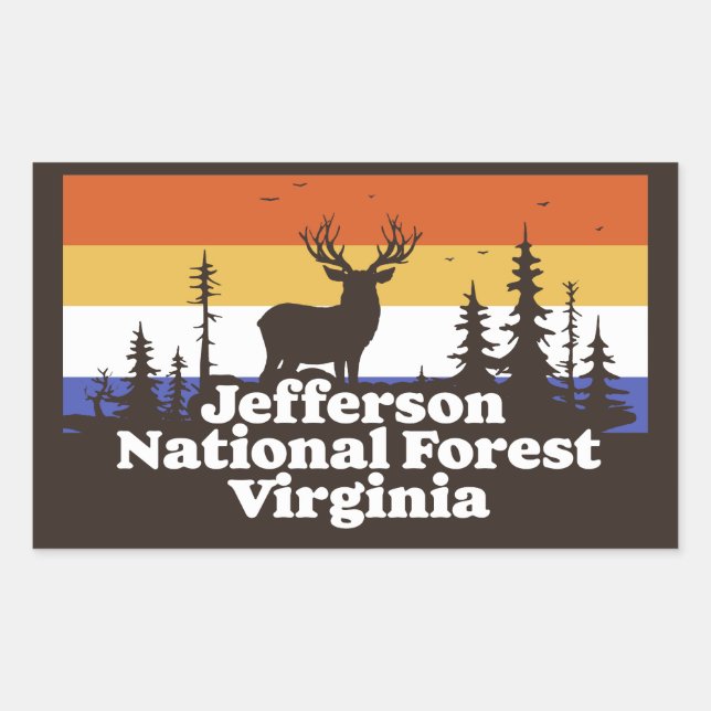 Sticker Rectangulaire Jefferson National Forest Virginia (Devant)