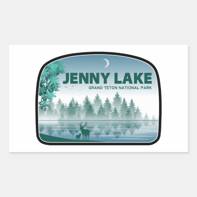 Sticker Rectangulaire Jenny Lake Grand Teton National Park Deer (Devant)
