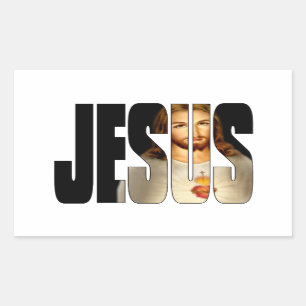 Sticker Rectangulaire Jésus avec son image dans son nom