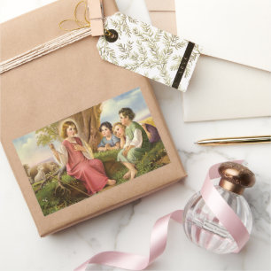 Sticker Rectangulaire Jésus Christ Enseigner les enfants, Religion Vinta