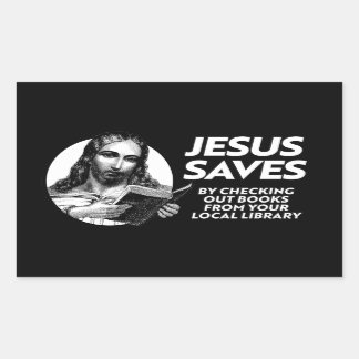 Sticker Rectangulaire Jésus épargne du temps pour lire des livres interd