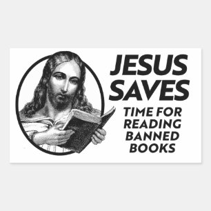 Sticker Rectangulaire Jésus épargne du temps pour lire des livres interd