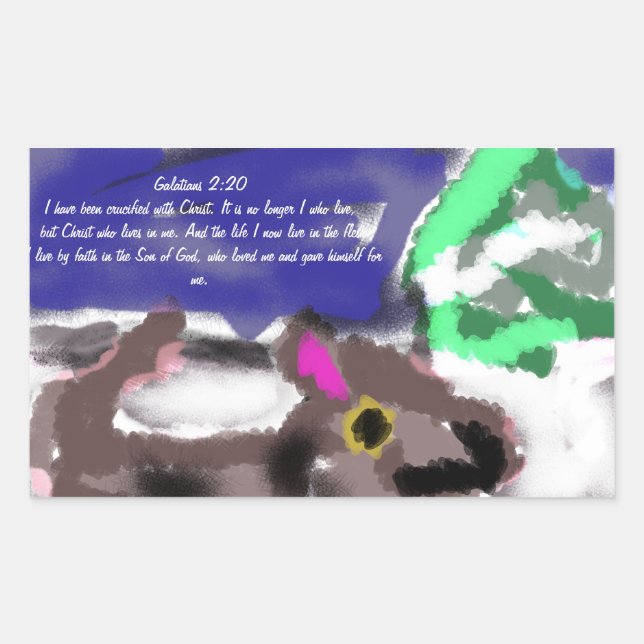 Sticker Rectangulaire Jésus plan amour (Devant)