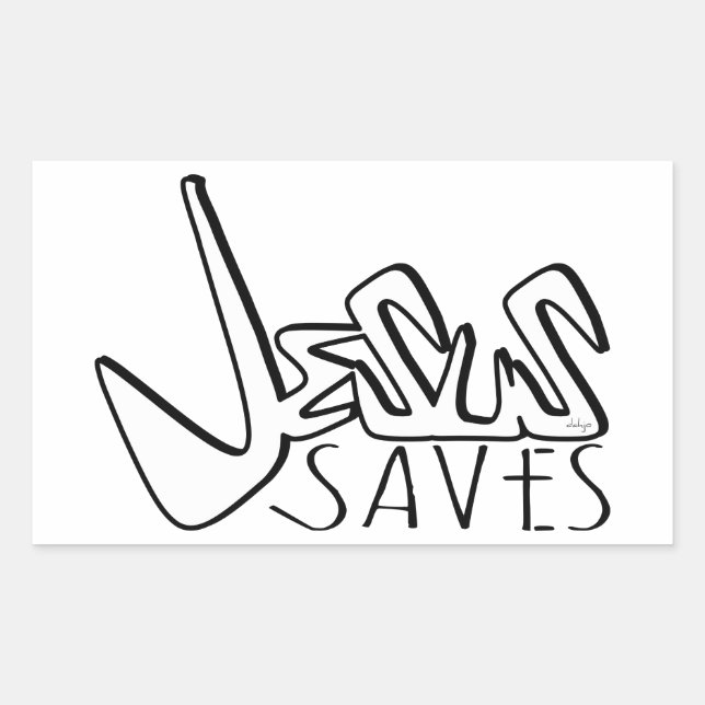 STICKER RECTANGULAIRE JÉSUS SAUVE GRAFFITI (Devant)
