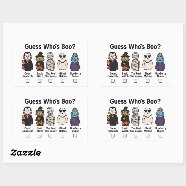 Sticker Rectangulaire Jeu de devinette de la fête d'Halloween Boo (Feuille)