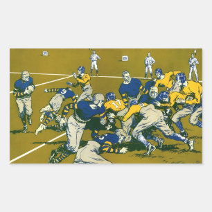 Sticker Rectangulaire Jeu de football vintage, équipes or contre bleue