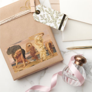 Sticker Rectangulaire Jeunes Filles Grecques Ramassant des Cailloux par 