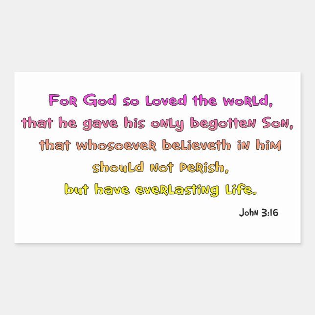 Sticker Rectangulaire John 3:16 Christian Gift (Devant)