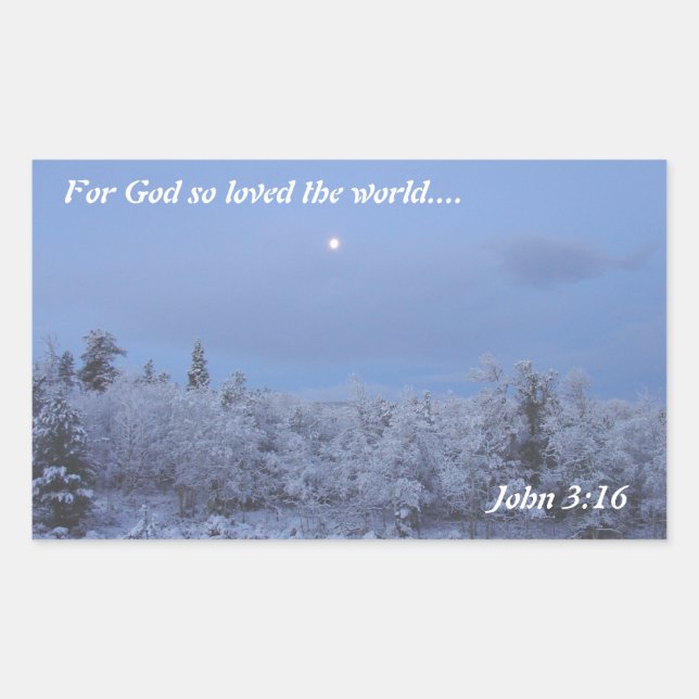 Sticker Rectangulaire John 3:16 Matin d'hiver (Devant)