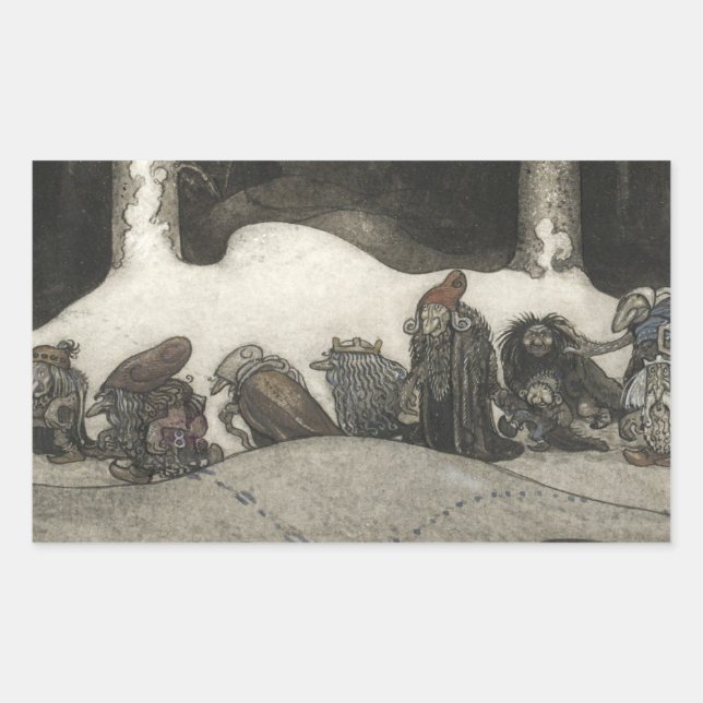Sticker Rectangulaire John Bauer - Dans la nuit de Noël (Devant)