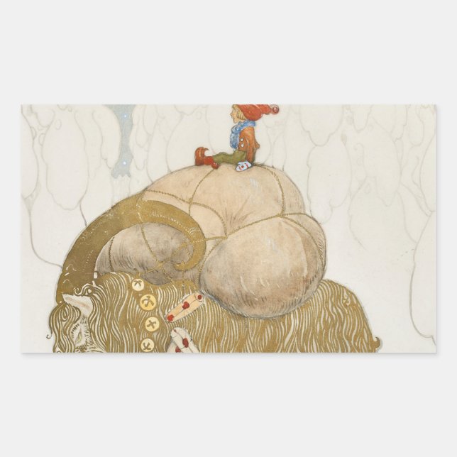 Sticker Rectangulaire John Bauer - La chèvre de Noël (Devant)