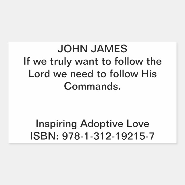 Sticker Rectangulaire John James Cote dans "Inspirer l'amour adoptif" (Devant)