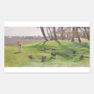 Sticker Rectangulaire John Singer Sargent - Paysage avec Goatherd